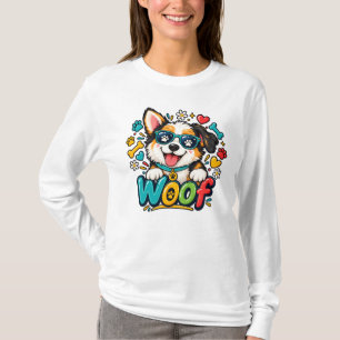 Woof Cute Puppy Dog Paw Print Heart T-Shirt