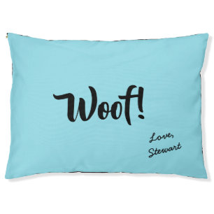 Woof Cute Text Teal & Black Personalized Pet Bed