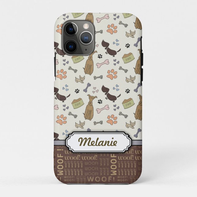 WOOF! Dog Lover - Puppies pattern personalizable Case-Mate iPhone Case (Back)