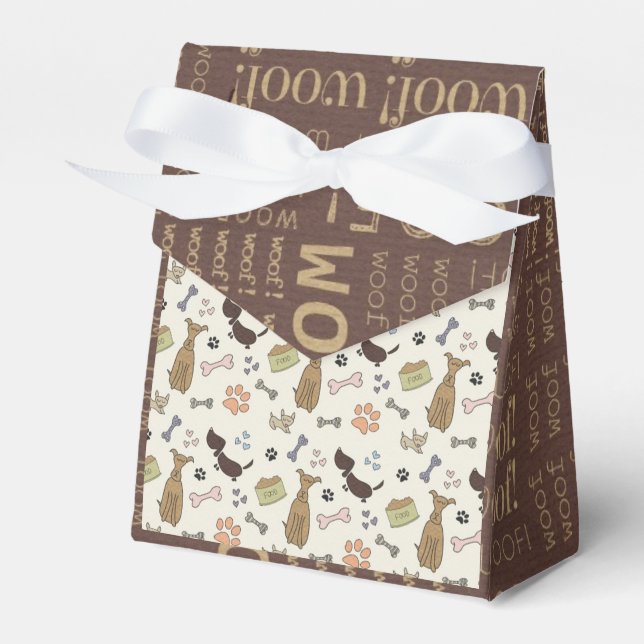 WOOF! Dog Lover - Puppies pattern personalizable Favor Boxes (Front Side)