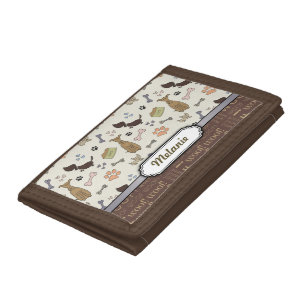 WOOF! Dog Lover - Puppies pattern personalizable Tri-fold Wallet