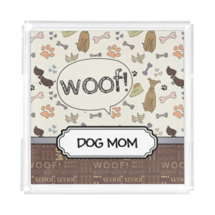 WOOF! Dog Lover - Puppies pattern personalized Acrylic Tray