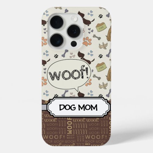 WOOF Dog Lover _ Puppies pattern personalized iPhone 15 Pro Case