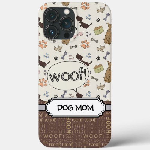 WOOF Dog Lover _ Puppies pattern personalized iPhone 13 Pro Max Case