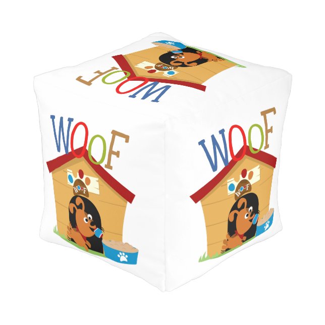 Woof Dog Pouf (Angled Back)