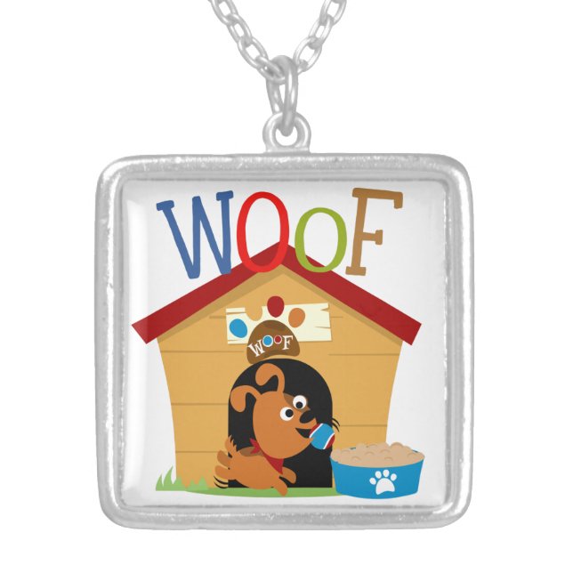 Woof Dog Silver Plated Necklace (Front)