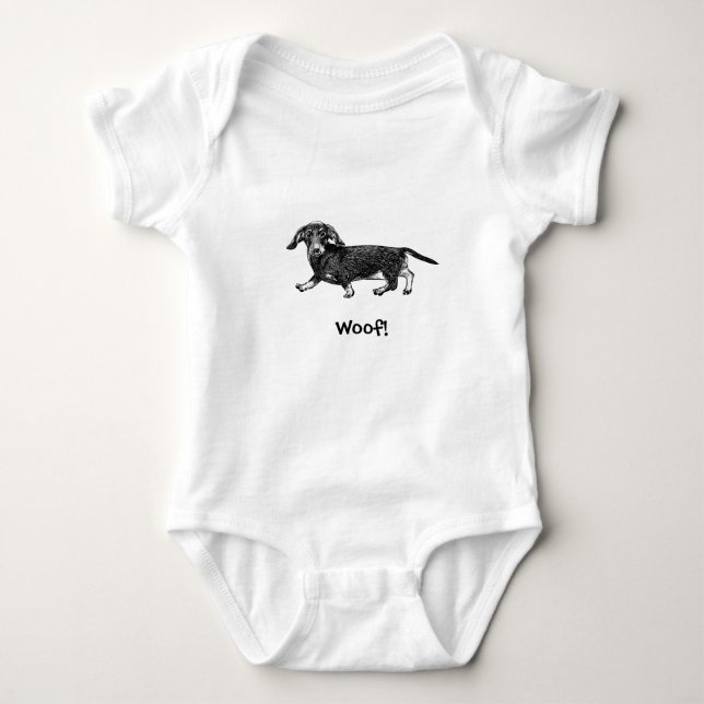 Woof! Doggy Baby Bodysuit - Dachshund (Front)