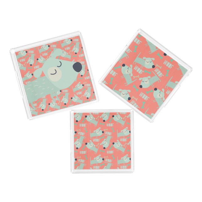 Woof Dogs and Bones Acrylic Tray (Set)