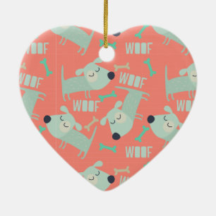 Woof Dogs and Bones Ceramic Ornament