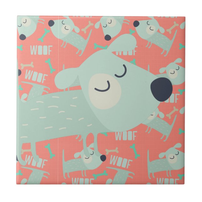 Woof Dogs and Bones Ceramic Tile (Front)
