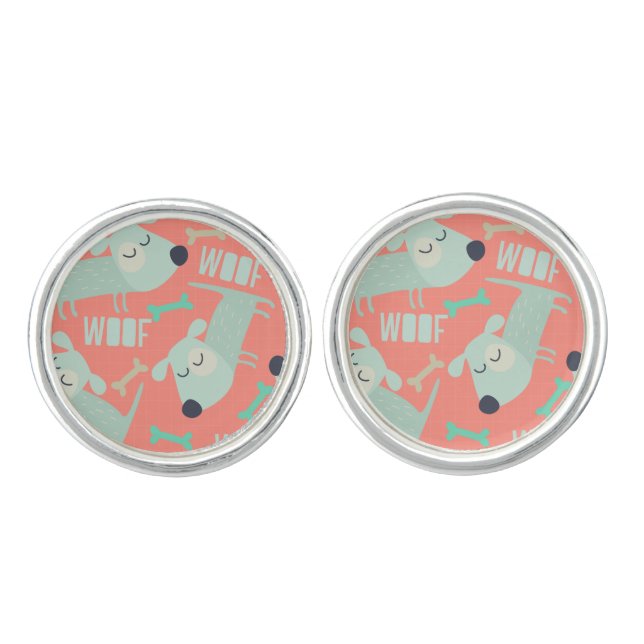 Woof Dogs and Bones Cufflinks (Front)