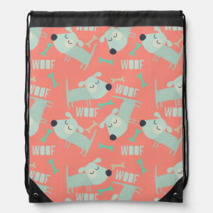 Woof Dogs and Bones Drawstring Bag