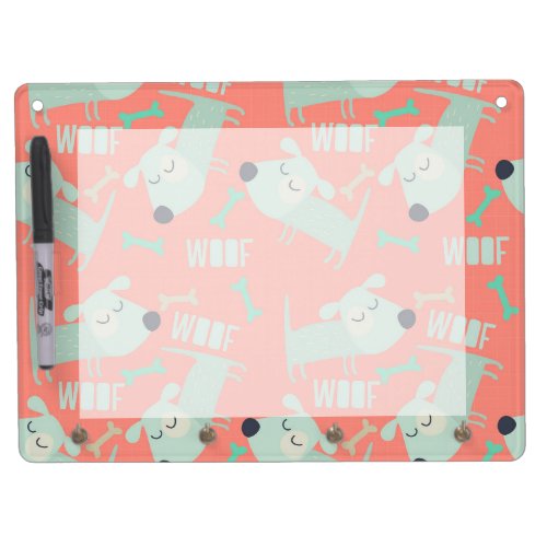 Woof Dogs and Bones Dry Erase Board With Keychain Holder