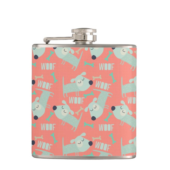 Woof Dogs and Bones Flask (Front)