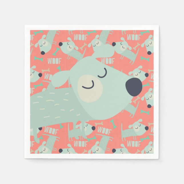 Woof Dogs and Bones Paper Napkins (Front)