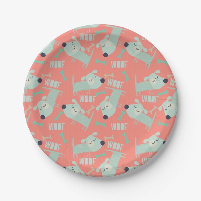 Woof Dogs and Bones Paper Plates (Front)