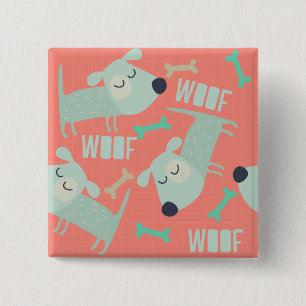 Woof Dogs and Bones Pinback Button