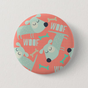 Woof Dogs and Bones Pinback Button