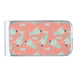 Woof Dogs and Bones Silver Finish Money Clip