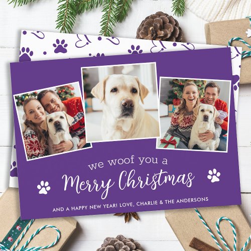 Woof Merry Christmas Personalized Pet Dog Photos Holiday Card