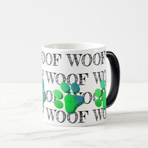 WOOF Pattern Text Paw Print Colorful Modern Fun  Magic Mug