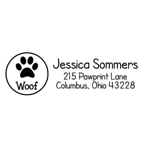 Woof Paw Print Address Stamp Return Address Stamp