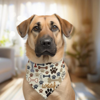 Woof! Paws & Bones Pet Bandana Collar