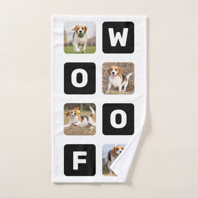Woof Personalized Pet Dog Lover Photo Collage Hand Towel (Hand Towel)
