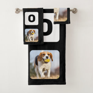 Woof Personalized Photo Collage Pet Lover Dog Bath Towel Set