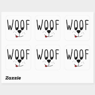 Woof! Pet Lovers Cute Puppy Dog Cartoon Gift Square Sticker