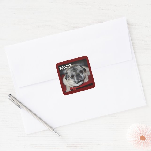Woof, Pug Sticker (Envelope)