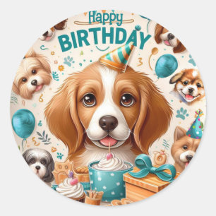 Woof-tastic Dog Happy Birthday Stickers
