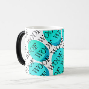 woof typography aqua dog paw print modern pet fun color morph mug