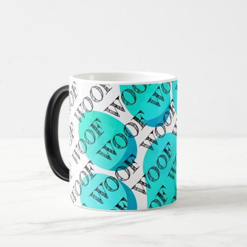 woof typography aqua dog paw print modern pet fun magic mug