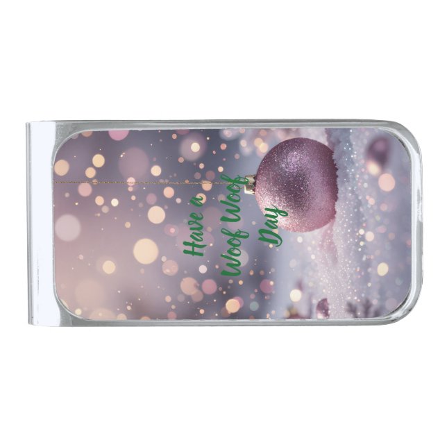 Woof Woof Christmas Money Clip -Customizable Text  (Front)