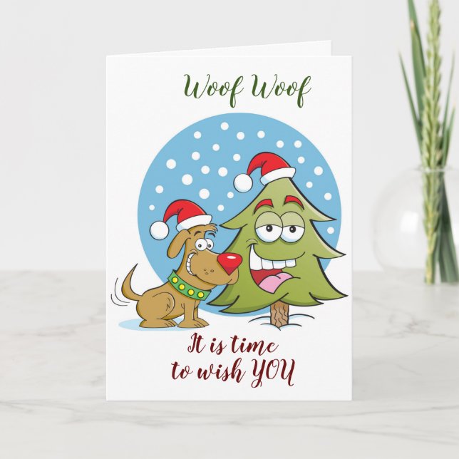 WOOF WOOF MEANS  "VERY MERRY CHRISTMAS" CARD (Front)
