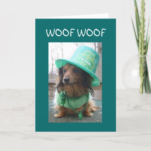 WOOF WOOF PARY WITH ME PLEASE ST PATS DAY CARD