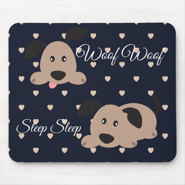 Woof Woof Sleep Sleep Polka Dot Mouse Pad (Front)