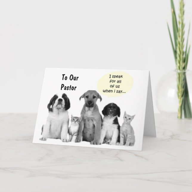 WOOF WOOF, TO OUR PASTOR ON BIRTHDAY CARD (Front)