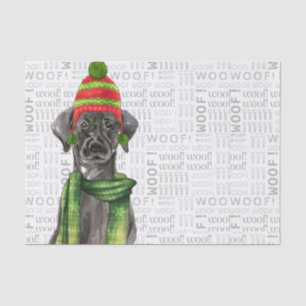 Woof Word Art and Christmas Black Labrador Tissue Paper