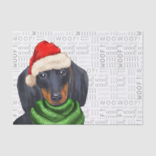 Woof Word Art and Christmas Dachshund Dog Tissue Paper