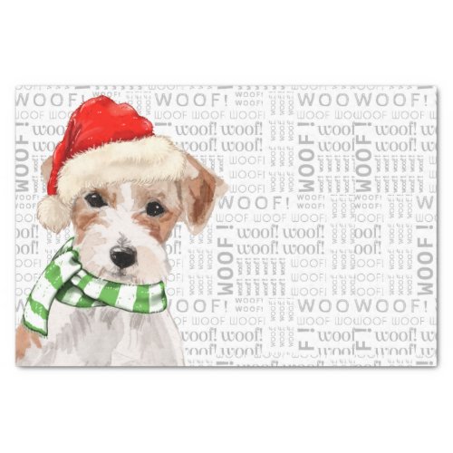 Woof Word Art and Christmas Jack Russell Dog Tissue Paper