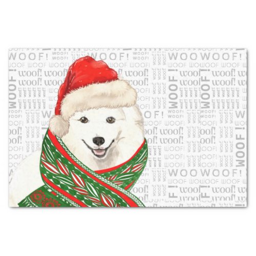 Woof Word Art and Christmas Japanese Spitz Dog Tissue Paper