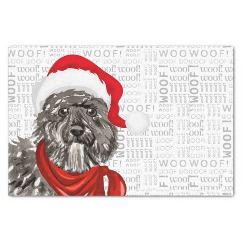 Woof Words and Christmas Bouvier Dog Lover Holiday Tissue Paper