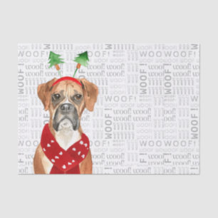 Woof Words and Christmas Boxer Dog Lover Holiday Tissue Paper