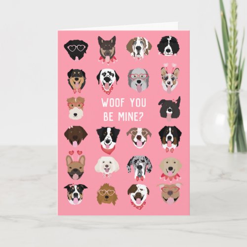 Woof You Be Mine Dog Face Pattern Card