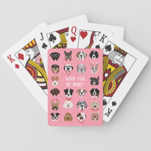 Woof You Be Mine Dog Face Pattern Playing Cards