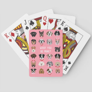 Woof You Be Mine Dog Face Pattern Poker Cards