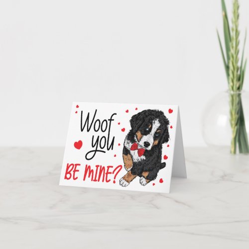 Woof You Be Mine Puppy Valentines Day Card