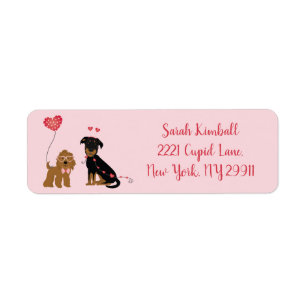 Woof You Be Mine Valentine Dogs Label